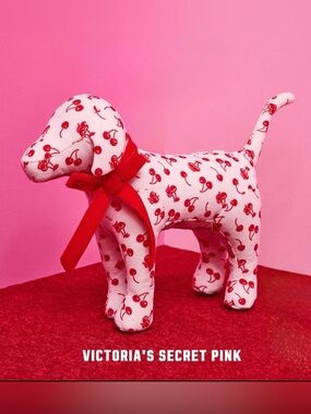 NWT Victoria's Secret VS PINK CHERRIES LTD ED Mini Stuffed Dog NEW SEALED